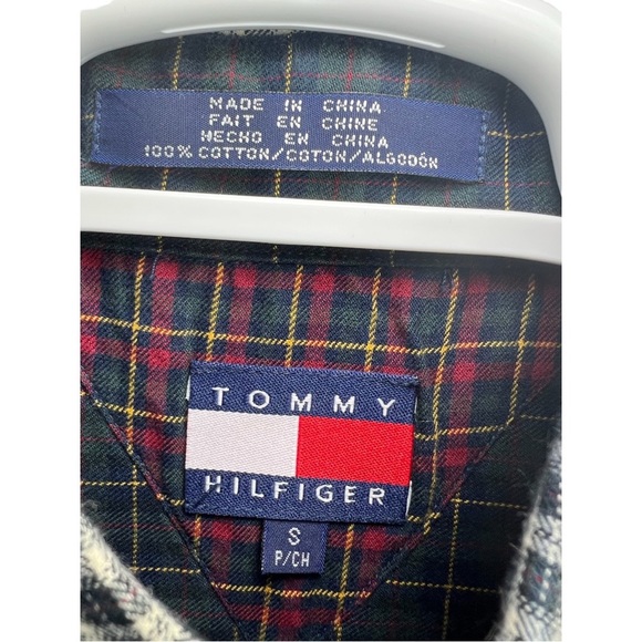 VTG Tommy Hilfiger Plaid Patchwork Color Block Tartan Small Long Sleeve Shirt - Picture 6 of 13